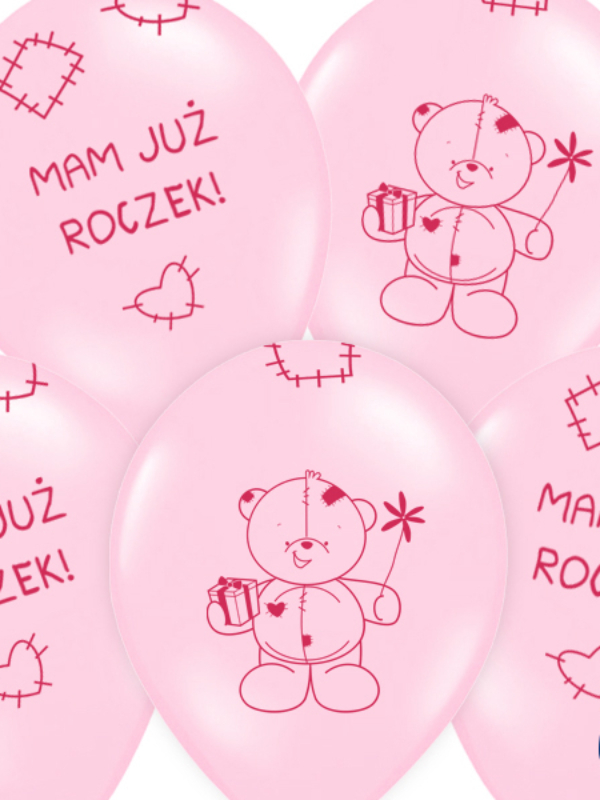 Balony na roczek dla dziewczynki