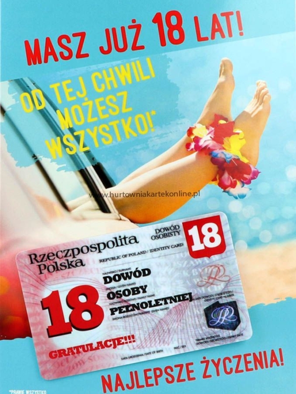 kartka na 18 z dowodem osobistym