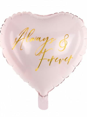 Serce jasnoróżowe z napisem Always & Forever