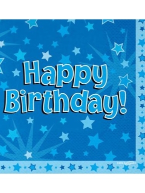 Serwetki niebieskie Happy Birthday