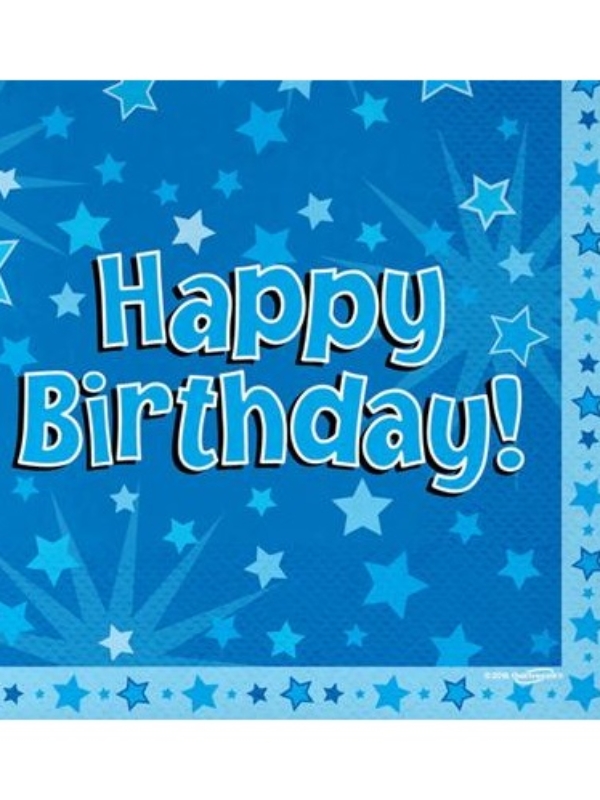 Serwetki niebieskie Happy Birthday