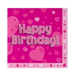 Serwetki różowe z napisem Happy Birthday