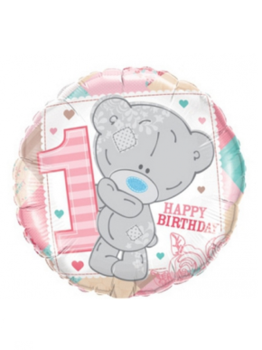 Balon foliowy roczek Teddy różowy