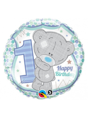 Balon foliowy roczek Teddy niebieski