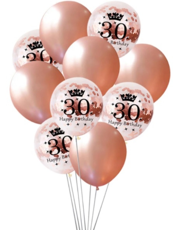 Zestaw-balony-30-urodziny-osiemnastka-Rose-Gold-konfetti