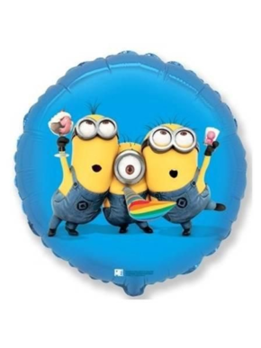 Balon foliowy Minionki okrągły niebieski