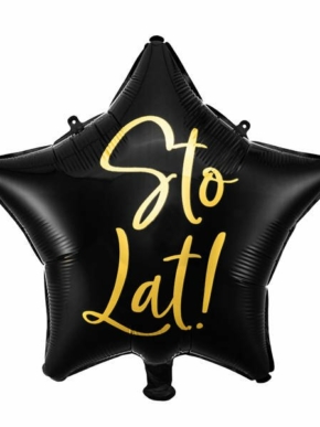 Czarna gwiazdka ze złotym napisem Sto lat!