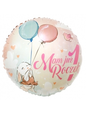 Balon foliowy Mam już roczek 1 króliczek