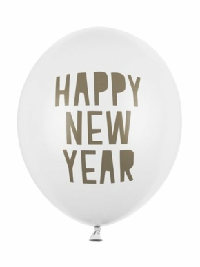 Balon lateksowy Happy New Year biały