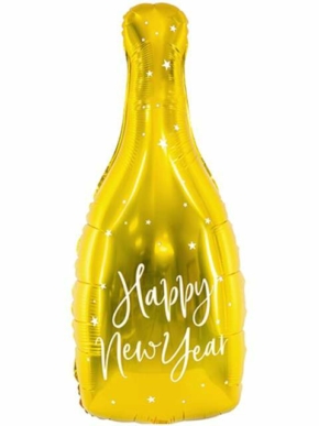 Balon foliowy Szampan złoty z napisem Happy New Year