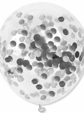 Balony ze srebnym konfetti