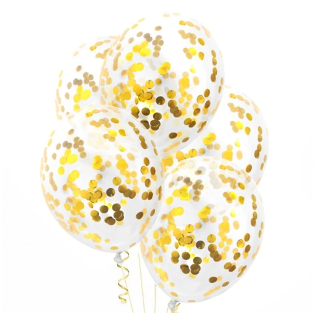 Balony przezroczyste złote konfetti