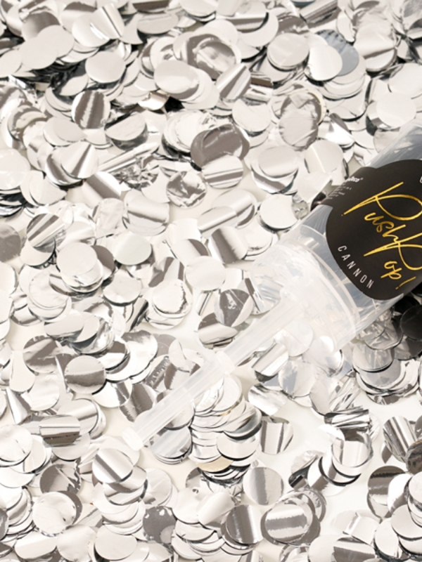 Push pop konfetti srebrne