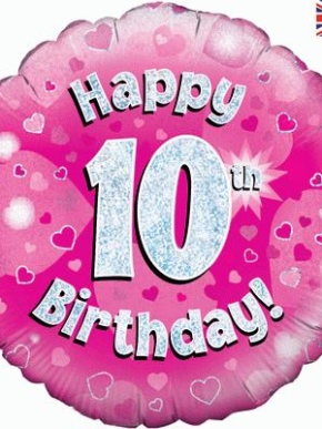 balon foliowy happy 10 birthday HOLO