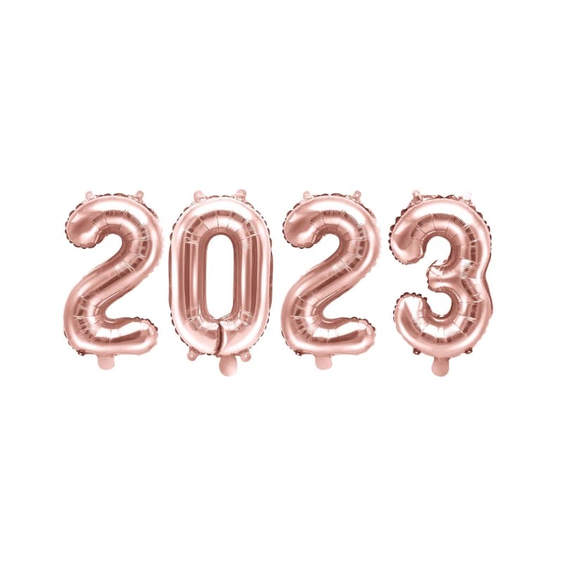Balon foliowy cyfry 2023 różowe złoto