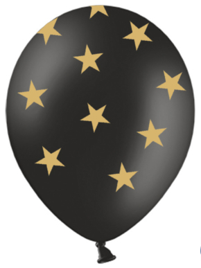 Balon lateksowy czarny w złote gwiazdki