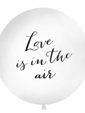 Balon gigant 1m biały z napisem Love is in the air