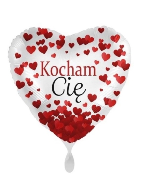 Balon foliowy z napisem Kocham Cię i serduszkami