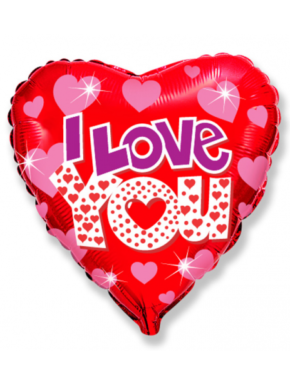 Balon foliowy serce I LOVE YOU z serduszkami