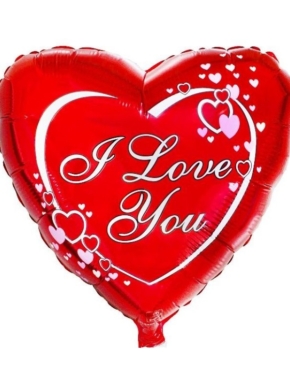 Balon foliowy serce z białym napisem I Love You