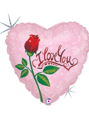 Balon foliowy różowy z napisem I love you
