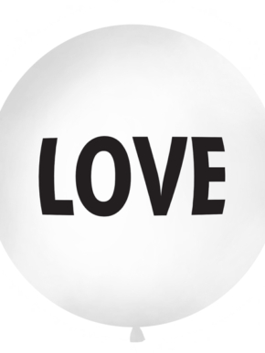 Balon gigant 1m biały z napisem LOVE
