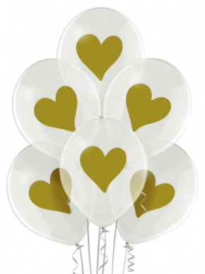 Balon lateksowy clear ze złotym sercem