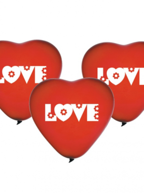 Balon lateksowy serce czerwone z białym napisem LOVE
