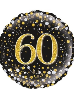 Balon foliowy 60 czarno - złoty, holograficzny