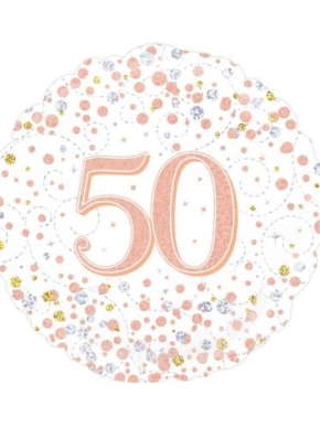 Balon foliowy 50 w kolorze różowego złota holograficzny
