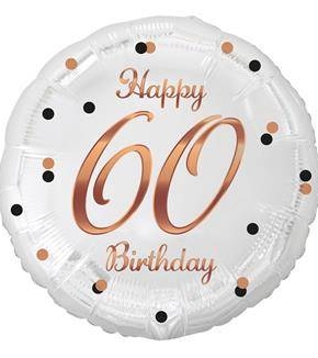 balon foliowy 60 Happy Birthday biały