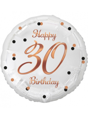 Balon foliowy Happy 30 birthday biały