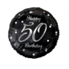 Balon foliowy czarny z srebrnym napisem Happy 50 Birthday