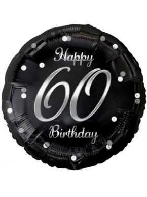 Balon foliowy czarny z srebrnym napisem Happy 50 Birthday