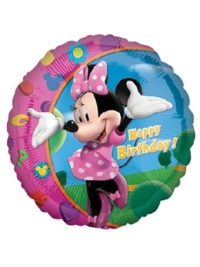 Balon foliowy z Myszka Minnie i napisem Happy Birthday