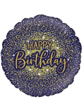 Balon foliowy okrągły Happy Birthday holograficzny