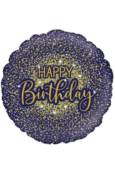 Balon foliowy okrągły Happy Birthday holograficzny