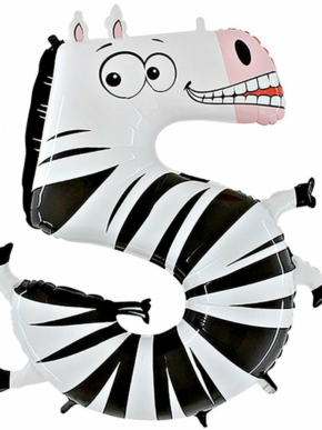 Balon foliowy cyfra 5 zebra