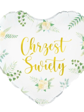 Balon foliowy serce z napisem Chrzest Święty