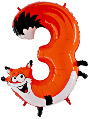 Balon foliowy cyfra 3 lisek