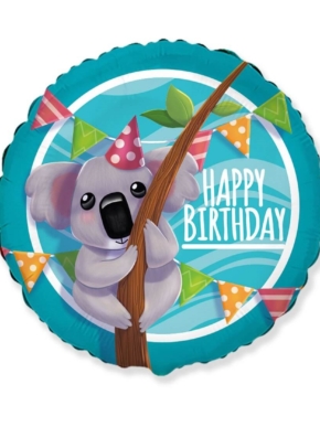 Balon foliowy okrągły Happy Birthday koala