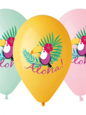 Balony lateksowe z nadrukiem Tukana i napisem Aloha!