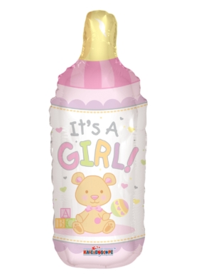 Balon Foliowy Butelka różowa z napisem It`s a Girl