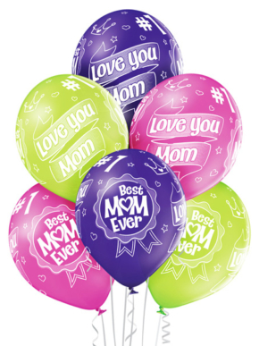Balon z nadrukiem Best Mom Ever i Love You Mum
