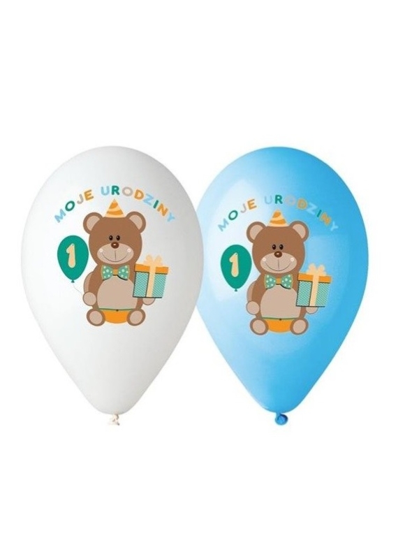 Balony-Moje-1-urodziny-z-misiem-niebieskie-i-biale