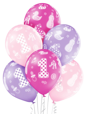 Balony lateksowe 1st Birthday Girl