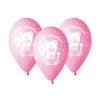 Balony lateksowe różowe z białym nadrukiem Moje urodziny Misiem z 1 i cyfrą