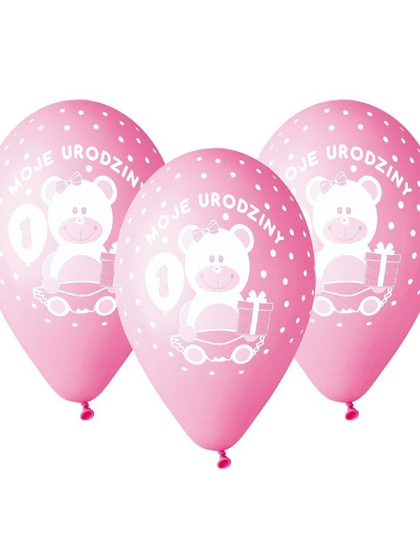 Balony-z-nadrukiem-Moje-pierwsze-urodziny różowe