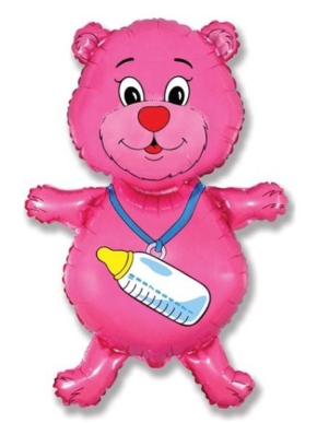 Balon foliowy miś różowy z butelką