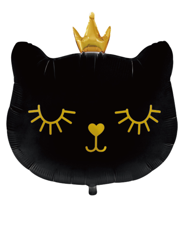Balon_foliowy_czarny_kot_z_koroną